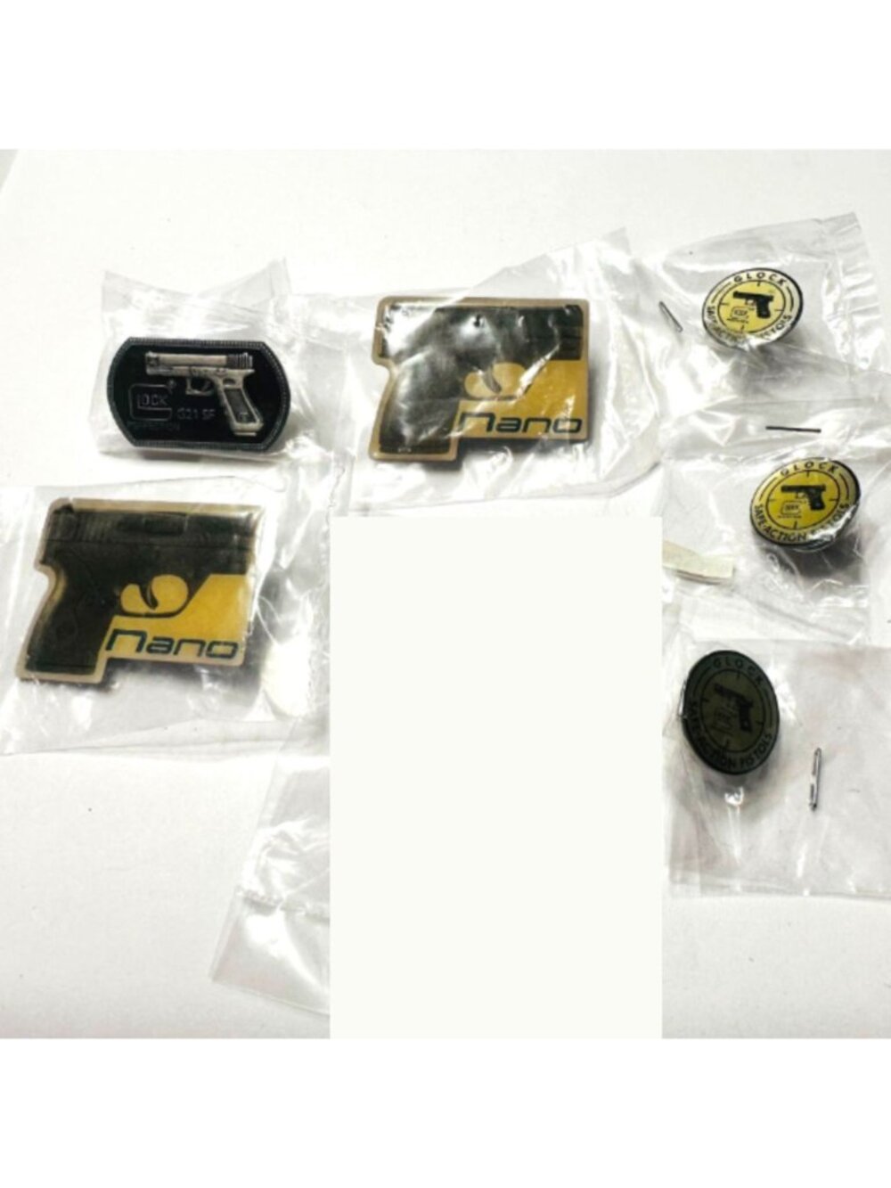 Lot Of Glock & Nano Pistol-Themed Lapel Pins New in packaging